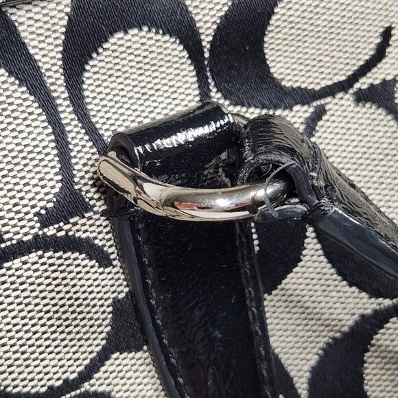 Coach Jacquard Pattern Shoulder Handbag Black/Gray Canvas - Picture 14 of 16